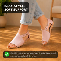 Orthopedic Leather Slide Sandals - Wide Band Open-Toe Design