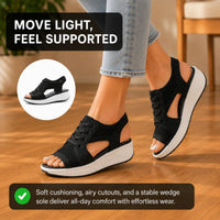 Orthopedic Chunky Wedge Sandals - Lace Up Design