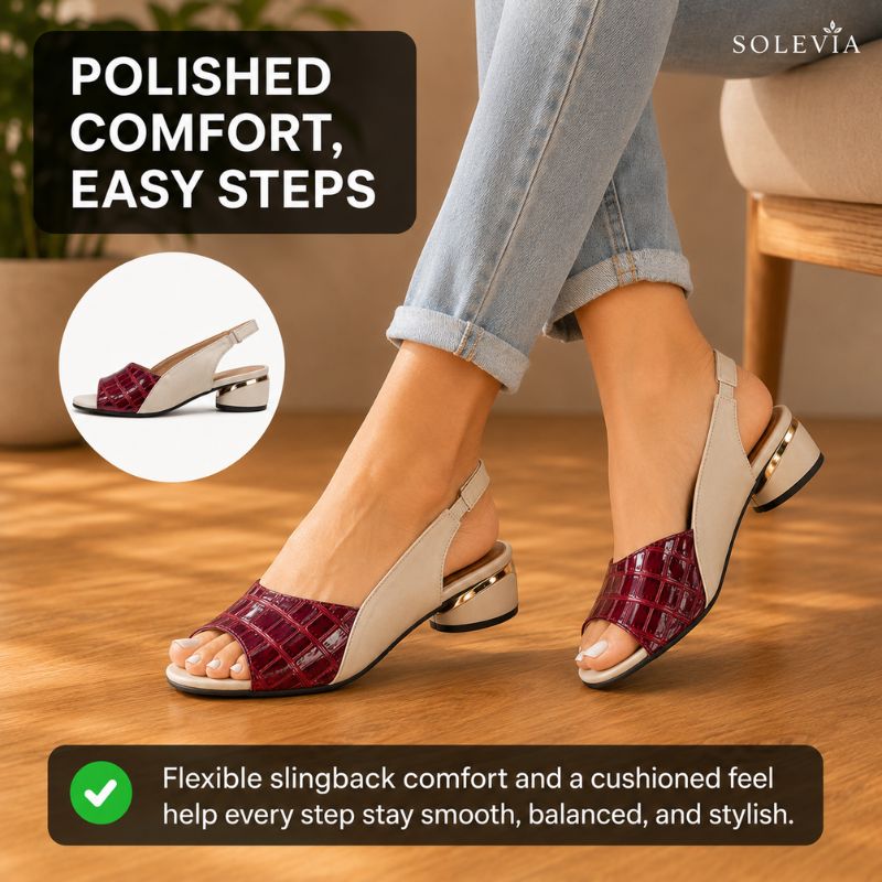 Orthopedic Soft Leather Wedge Sandals - Croc Pattern Peep-Toe Design