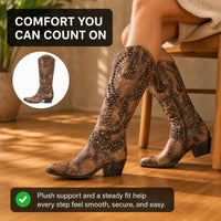 Orthopedic Leather Boots - Studded Knee-High Design