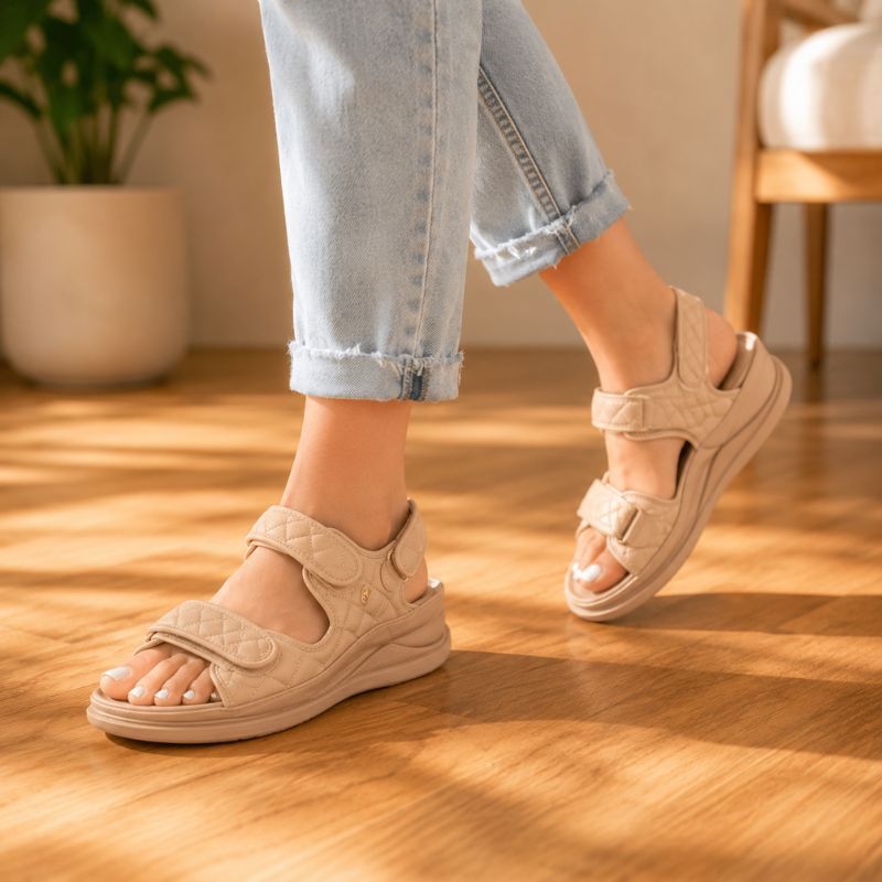 Orthopedic Platform Slide Sandals - Adjustable Double Strap Design