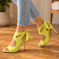 Orthopedic Heeled Sandals - Lace-Up Ankle Strap Design