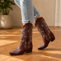 Stella | Glamorous Women’s Rhinestone Floral High Boots