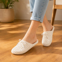 Orthopedic Woven Slip-On Sandals - Crochet Bow Design