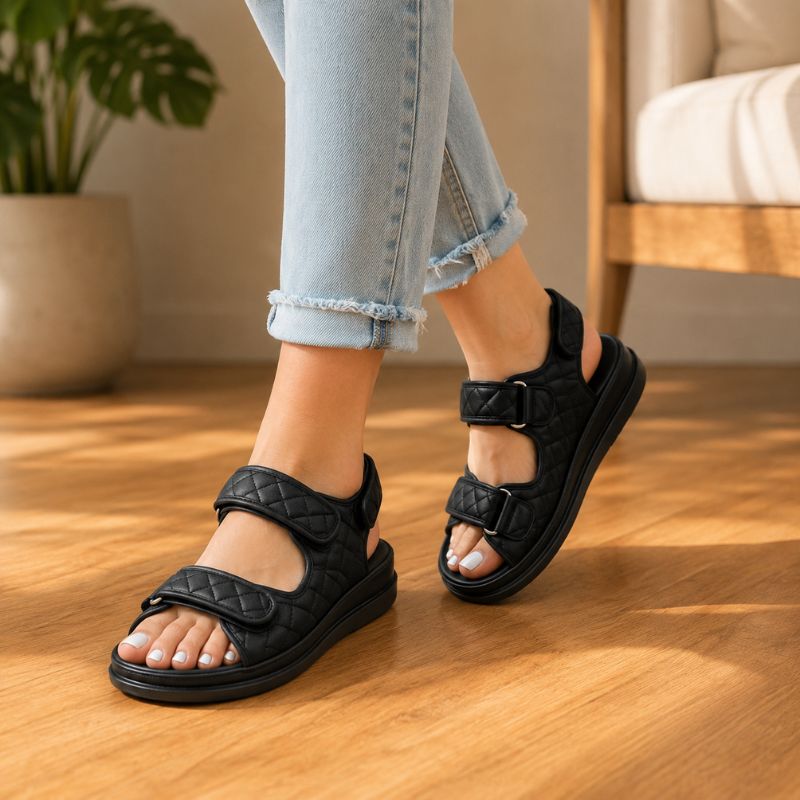 Orthopedic Platform Slide Sandals - Adjustable Double Strap Design
