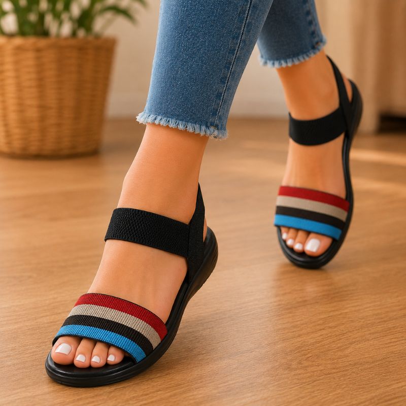 Nadia | Orthopedic Color-Block Elastic Flat Sandals