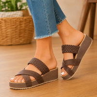 Thea | Orthopedic Woven Cross-Strap Platform Sandals