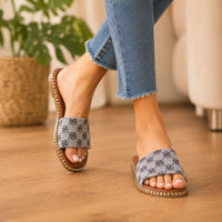 Paloma | Orthopedic Flower Print Flat Slide Sandals