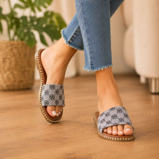 Paloma | Orthopedic Flower Print Flat Slide Sandals