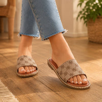 Paloma | Orthopedic Flower Print Flat Slide Sandals