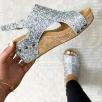 Lucia | Women’s Sequin Wedge Sandals