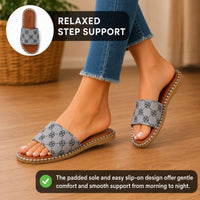 Paloma | Orthopedic Flower Print Flat Slide Sandals